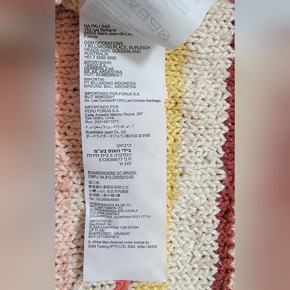 Billabong Cropped Sweater Women's S Cream & Red 100% Cotton Rough Knit  Dolman S - Picture 10 of 14